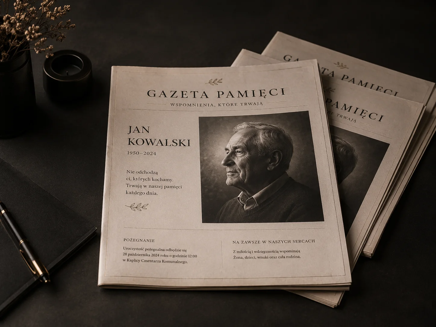 Gazeta Pamięci NOCTIS PRINT z portretem i historią życia